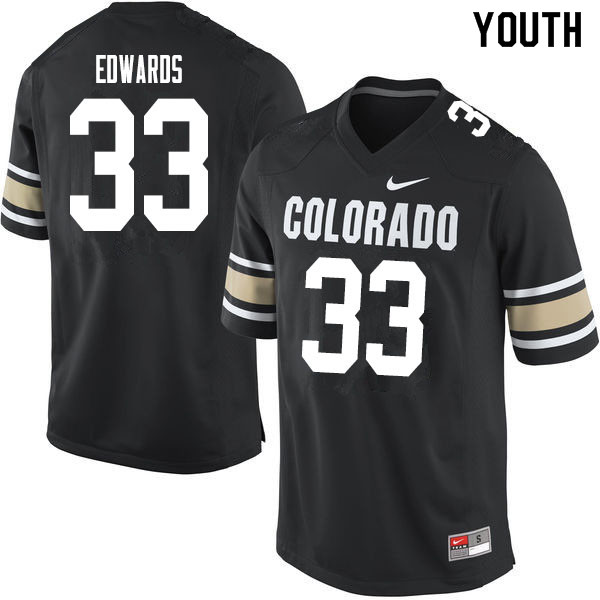 Youth #33 Javier Edwards Colorado Buffaloes College Football Jerseys Sale-Home Black - Click Image to Close